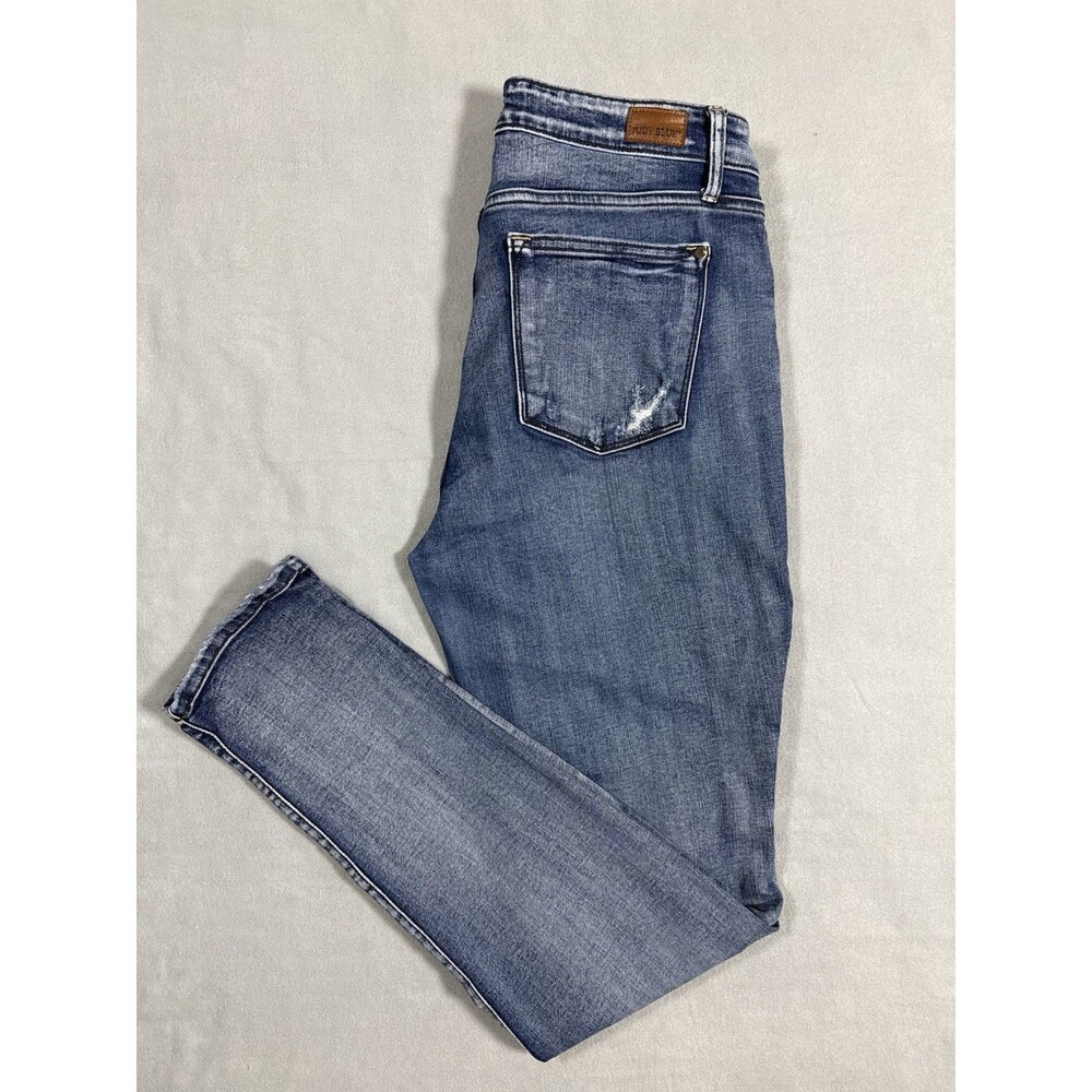 Judy Blue Boyfriend Jeans 13/31 Distressed Button Fly Medium Wash Stretch Jean